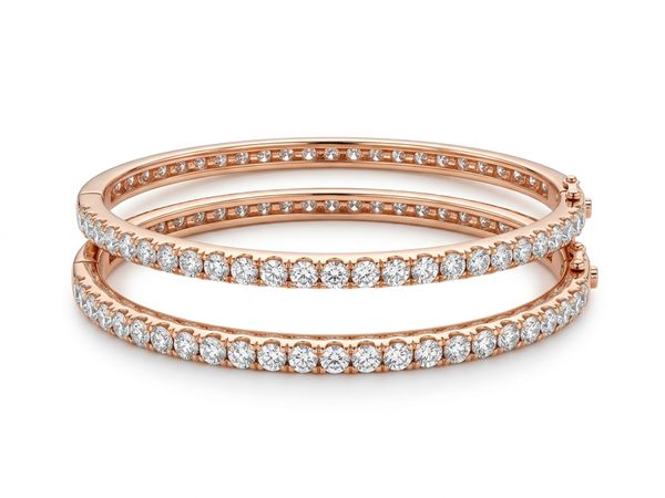 Diamond Eternity Single-Line Kada Bangles in 18K Rose Gold