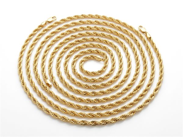 French Diamond-Cut Spiral Rope Chain in 18K Gold