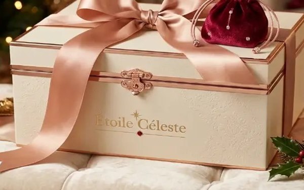 Bespoke Ivory and Rose Gold Corporate Presentation Chest with Velvet Jewel Pouch