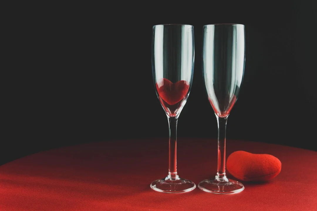 Pair of Crystal Celebration Toasting Flutes for Couples in Luxury Case