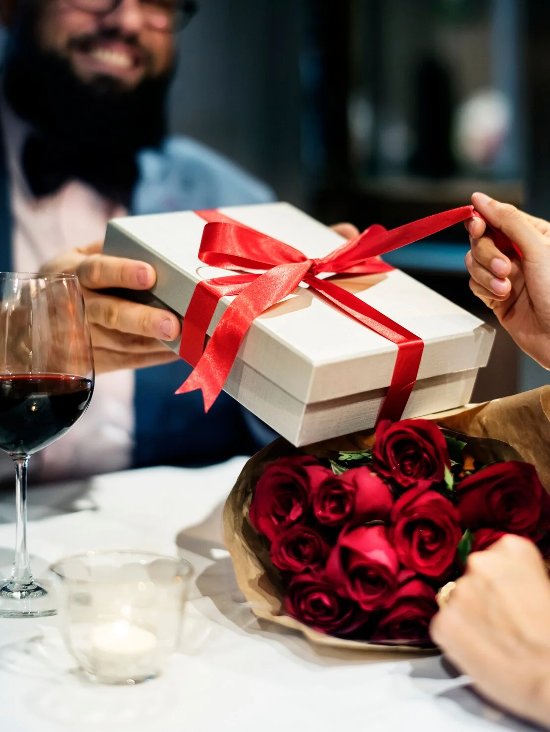 Luxury Couple Celebration Gift Hamper Box with Gold Ribbon Bow