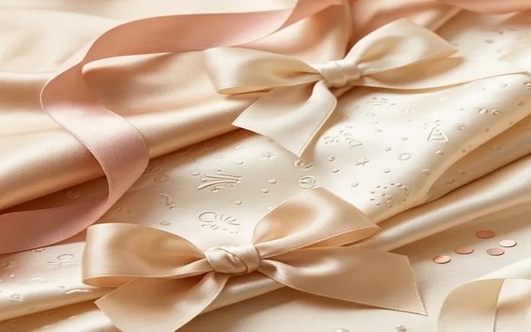 Embroidered Bridal Silk Shagun Wrap and Satin Ribbons